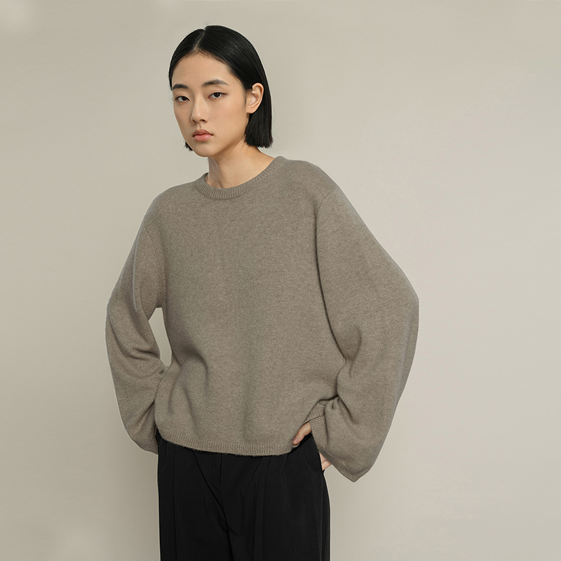 322WORKHOUSE羊毛针织套头衫女2024新款秋冬宽松毛衣B222