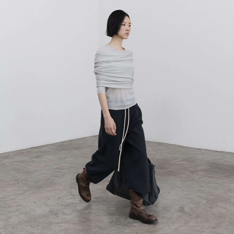 羊毛羊绒中袖披肩两件套