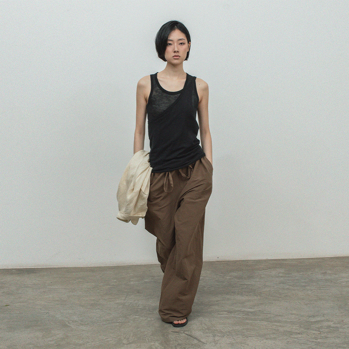 322WORKHOUSE丝光羊毛假两件背心