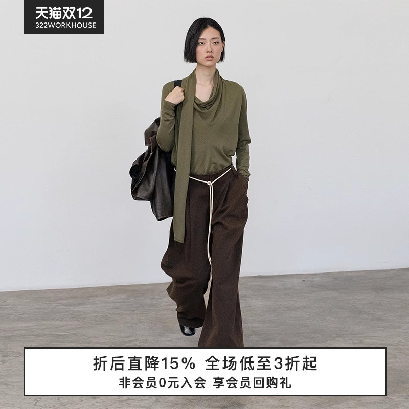 羊毛荡领套头衫针织衫女