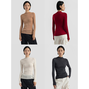322WORKHOUSE一体成型羊毛半高领针织衫 打底上衣B510 女士205新款