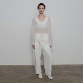 322WORKHOUSE纯棉针织休闲裤 B297 长裤 女2025新款 宽松显瘦春弯刀裤