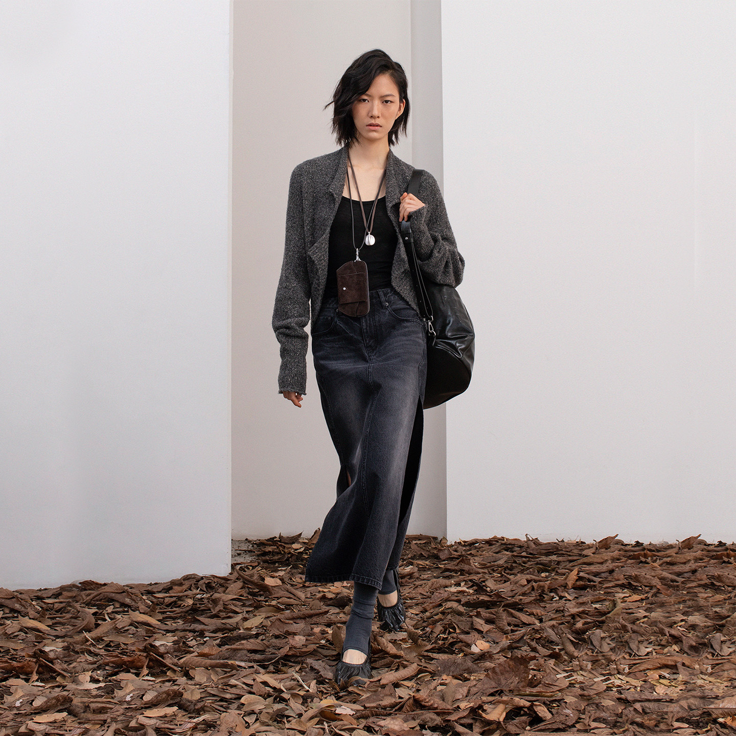 圈圈纱牦牛绒混纺无扣针织短开衫