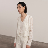 322WORKHOUSE圈圈纱羊毛破洞开衫 女士2024秋冬简约长袖 上衣B124