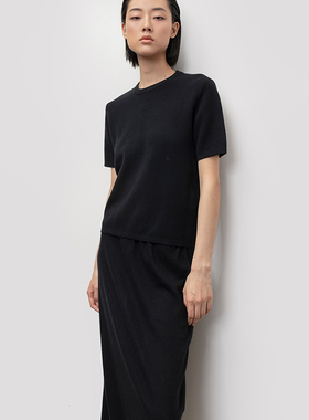 322WORKHOUSE半精纺羊毛混纺针织圆领短袖女2024新款早秋T恤B426