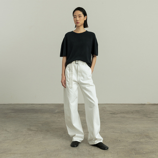 322WORKHOUSE自由衣橱羊毛羊绒针织圆领茧型袖 T恤2024新上衣B253