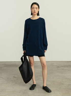 322WORKHOUSE圆领长袖针织衫女2025新款宽松廓形慵懒上衣T恤B266