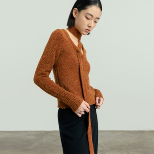 纯色针织打底衫 春秋长袖 B255 女2025新款 322WORKHOUSE围巾领羊毛衫
