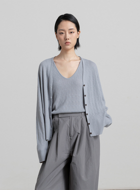 322WORKHOUSE羊毛V领长袖针织开衫女2025新款春气质外套上衣B585