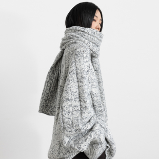 322WORKHOUSE纯羊毛针织披肩围巾女2025新款 秋冬护颈保暖围脖B564
