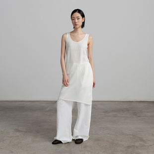 322WORKHOUSE羊毛针织连衣裙女士2025新款 长裙子B627 春夏镂空无袖