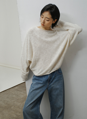 322WORKHOUSE蝙蝠袖气质针织上衣女2025新款春秋收腰长袖T恤B600