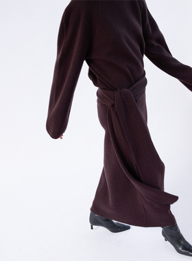 322WORKHOUSE全羊毛针织半身裙女2025新款秋冬a字裙长款半裙B851