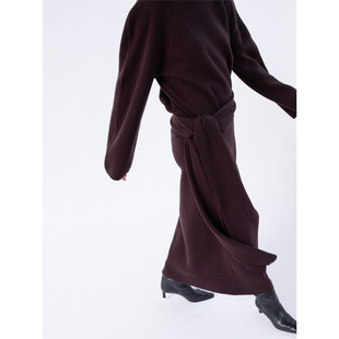 322WORKHOUSE全羊毛针织半身裙女2025新款 半裙B851 秋冬a字裙长款