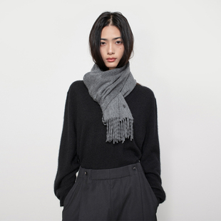 322WORKHOUSE阿拉善山羊绒长条围巾女士2025新款 流苏保暖围脖B530