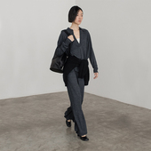 早秋直筒宽松休闲裤 322WORKHOUSE羊毛混纺针织长裤 女2024新款 B436