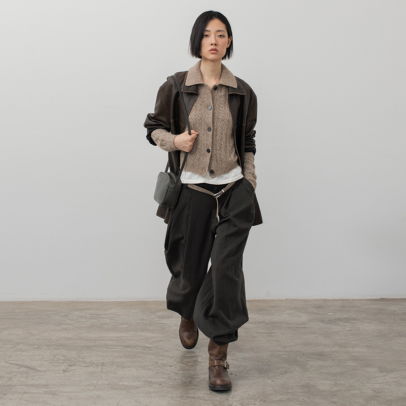 单排扣polo开衫上衣女