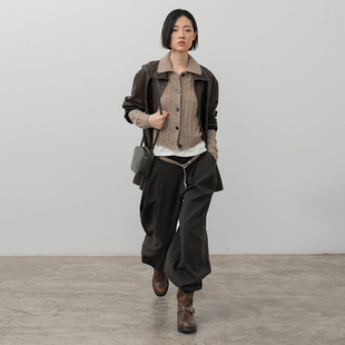 322WORKHOUSE羊毛羊驼针织polo领开衫 早秋毛衣外套B452 女2025新款