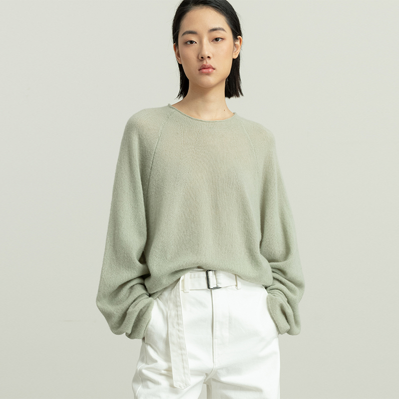 拉毛丝羊绒针织套头衫