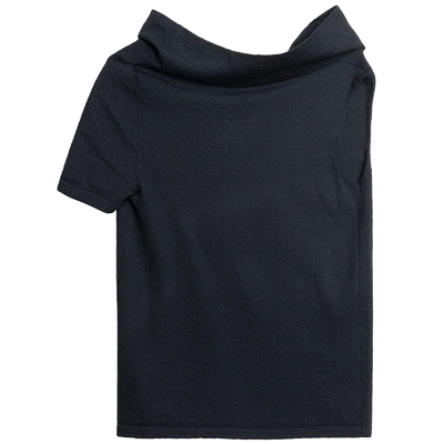 羊毛套头荡领套头衫短袖女