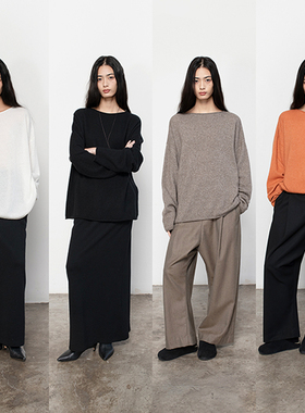 322WORKHOUSE丝羊绒船领针织衫毛衣女2025新款秋季长袖打底衫B525