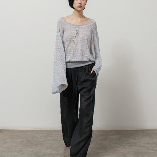 醋酸棉丝大圆领针织罩衫