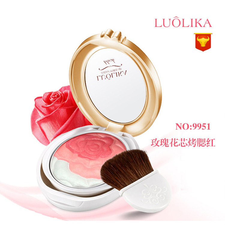 玫瑰花心腮红 裸妆防水哑光胭脂 自然修容亮肤修颜饼