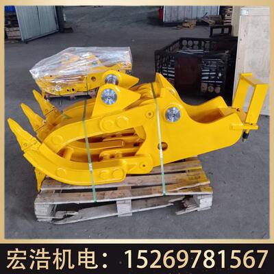 履 式挖机带抱抓三一75机械抓草器价格360HH-21101度旋转械机抓