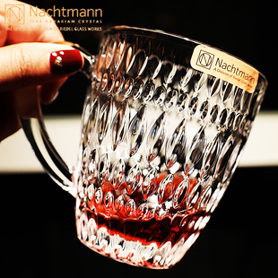 德国进口水晶玻璃现磨拿铁咖啡杯茶杯热饮牛奶马克杯花茶杯把杯子