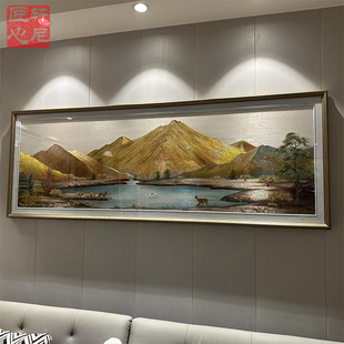 日照金山聚宝盆织锦绣客厅沙发背景墙刺绣装 饰画现代轻奢壁画横幅