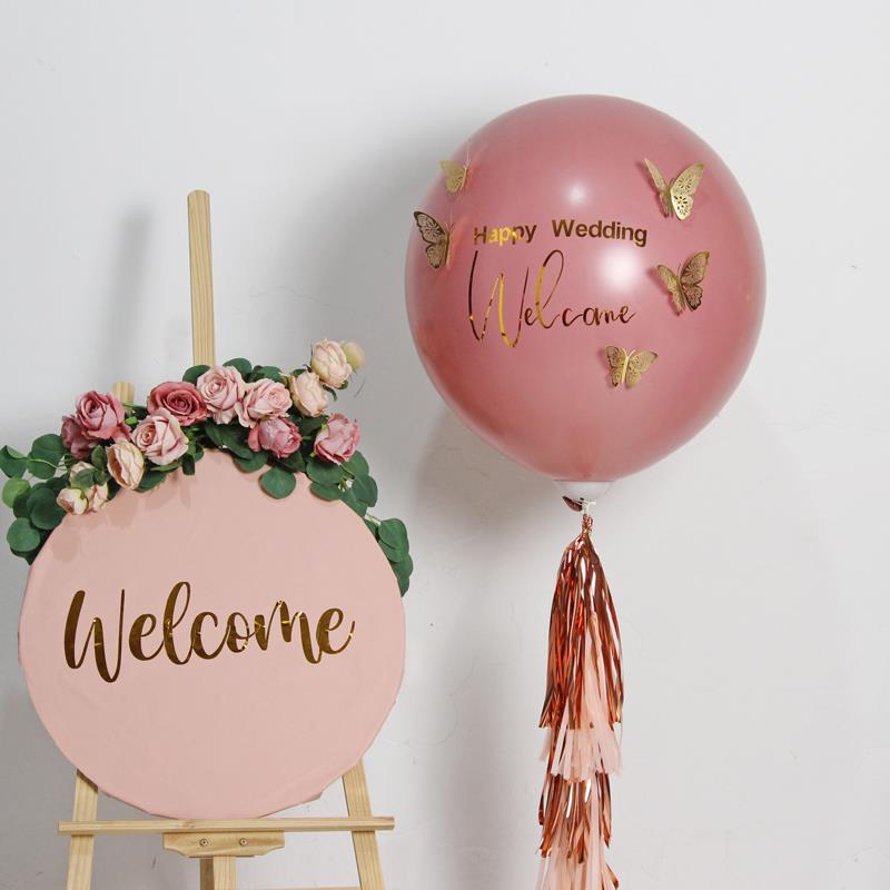 ins简约结婚宴迎宾指示牌立柱飘空气球婚房装饰用品婚礼布置道具
