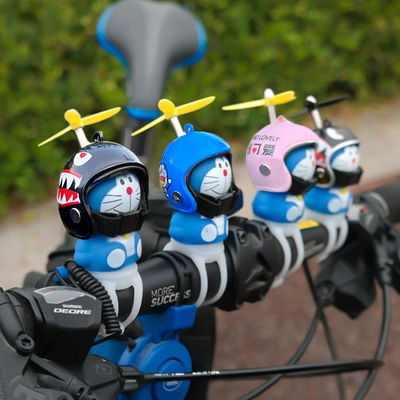 哆啦A梦竹蜻蜓头盔叮当猫自行车铃铛蓝胖子车摆件电动摩托机器猫