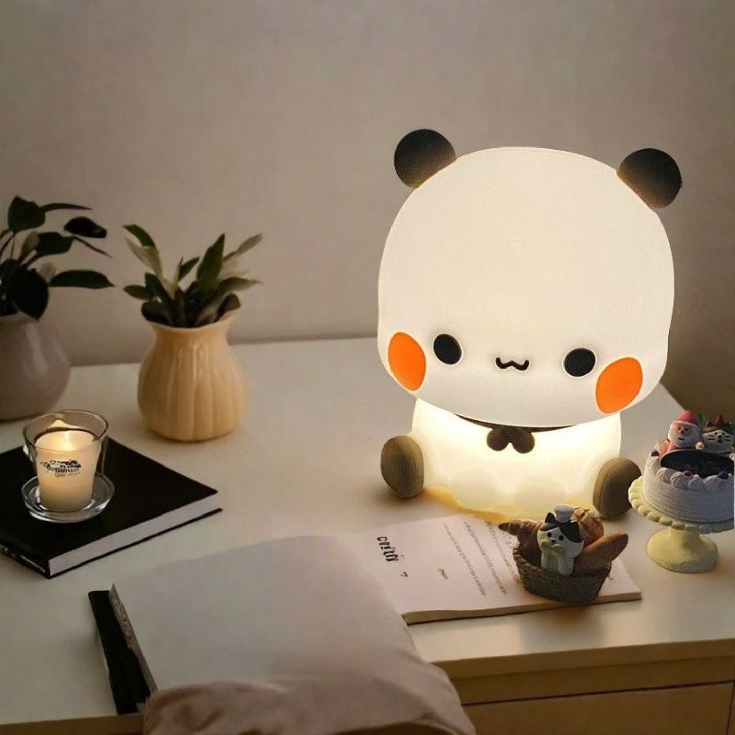 小熊一二小夜灯硅胶柔光护眼伴睡灯女生卧室摆件创意生日礼物