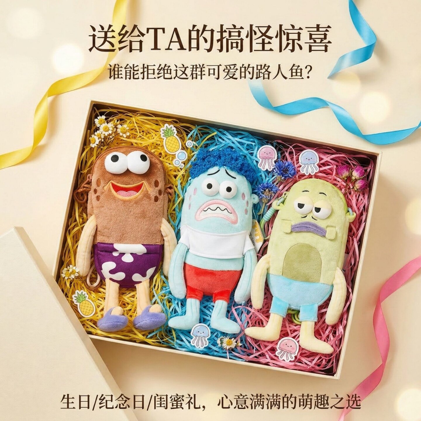 海绵宝宝可爱毛绒斜挎包图片