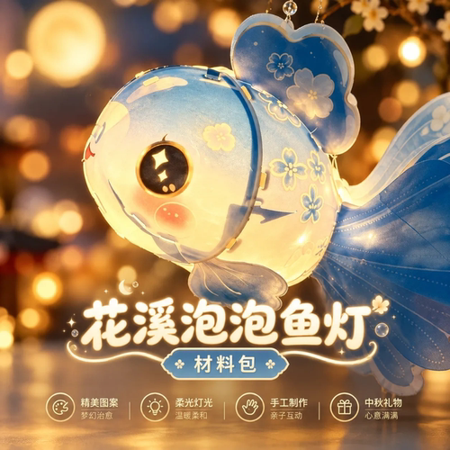中秋创意泡泡鱼发光灯笼材料包