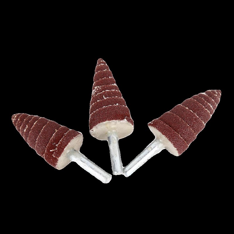 百叶带柄叶轮抛光轮塔形砂布磨头螺纹抛I光打磨锥形磨头砂皮纸6mm