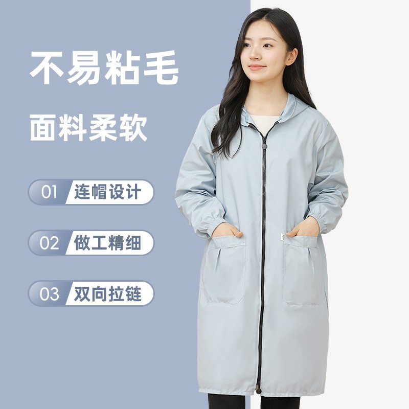 宠物店美容师理发师专用工作服不沾毛发防水防脏加长款罩衣外套薄