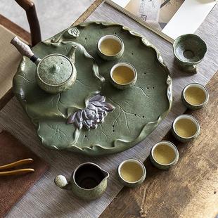 粗陶功夫茶具套装 中式 家用陶瓷茶盘中秋节教师节礼物茶具送领导