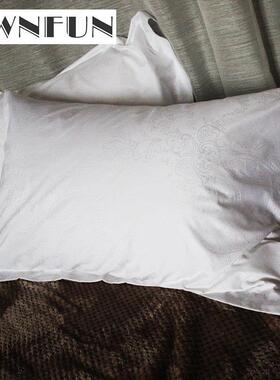 OWNFUN白色枕套全棉五星级酒店纯色单人51x91双人1.2m 1.5米提花