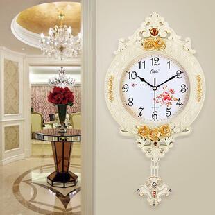 康巴丝欧式钟表摇摆挂钟创意时尚个性挂表覆古静音客厅时钟石英钟