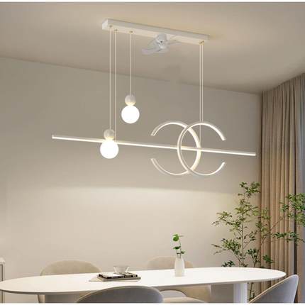 风扇灯吊灯餐厅灯现代简约360度摇头变频节能家用LED吊灯6档变速