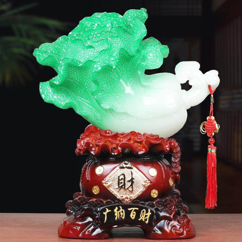 玉白菜摆件大号家居客厅办公室店铺收银柜台工艺装饰品乔迁开 业