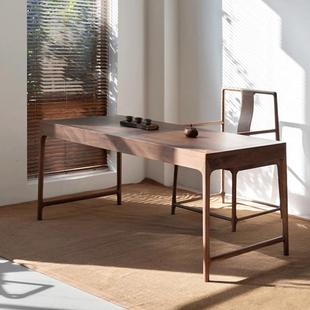 新中式乌金木茶桌椅办公室禅意简约实木小书桌泡茶台民宿茶室家具