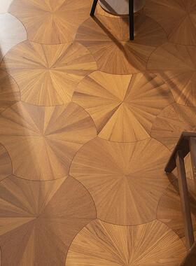 蓝琪佳尔大荷叶黑胡桃橡木全桦拼花多层实木地板别墅环保ENF级