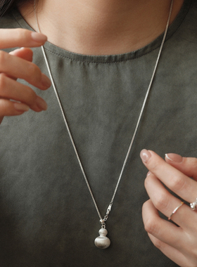 银色磨砂拉丝葫芦项链女2025新款