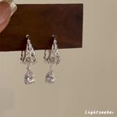 清冷感竹节水滴锆石耳扣小众设计镂空蝴蝶气质耳饰女2025新款 爆款