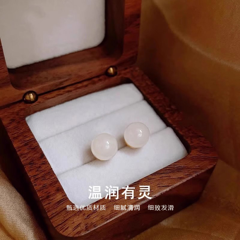 和田玉耳环轻奢高级感养耳洞耳钉