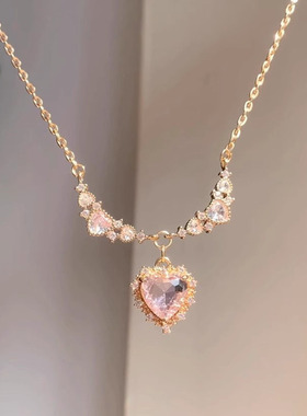 在逃公主粉色爱心项链女轻奢小众