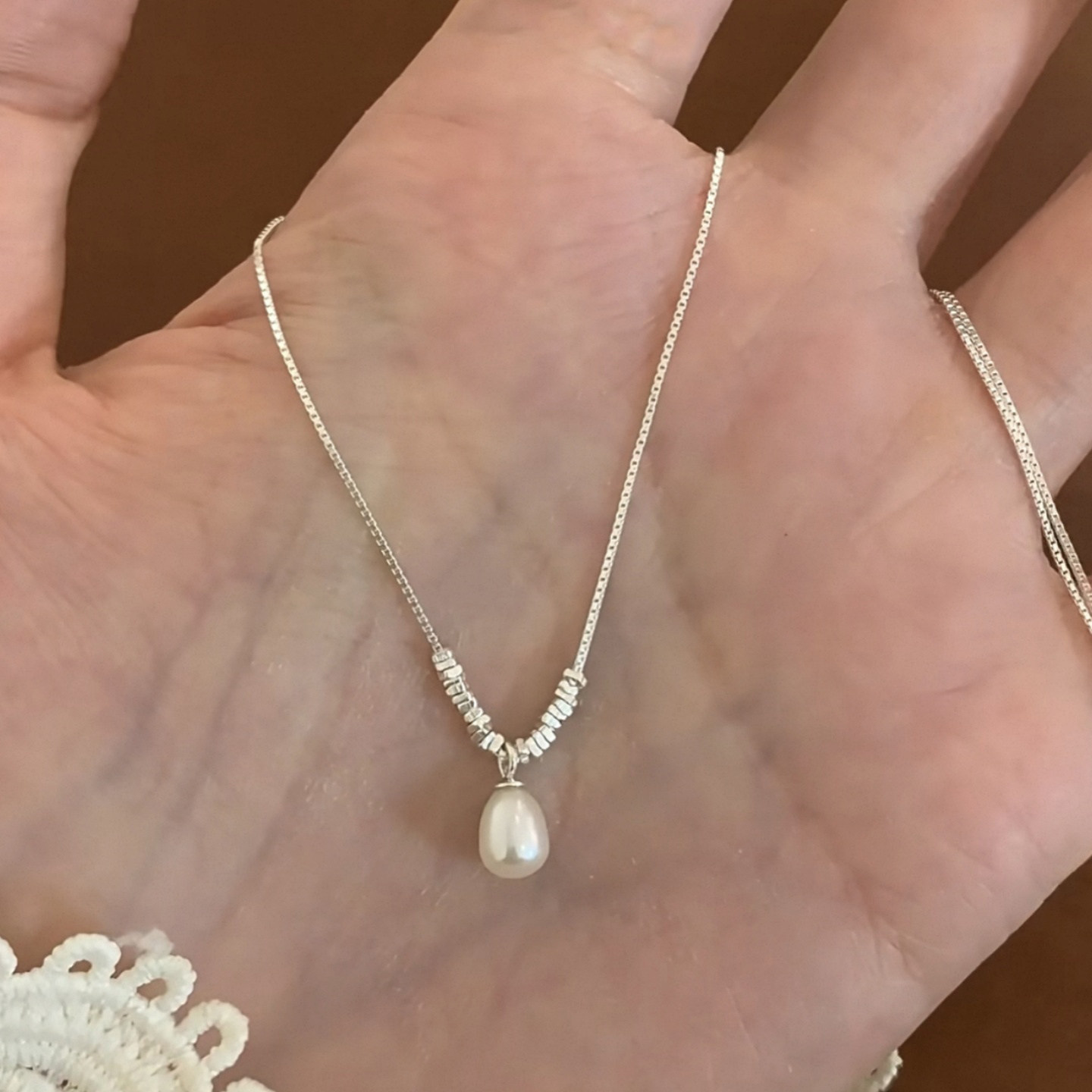 碎银子珍珠吊坠项链女款2025新款