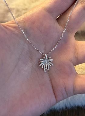 清冷感银色烟花吊坠项链女高级感